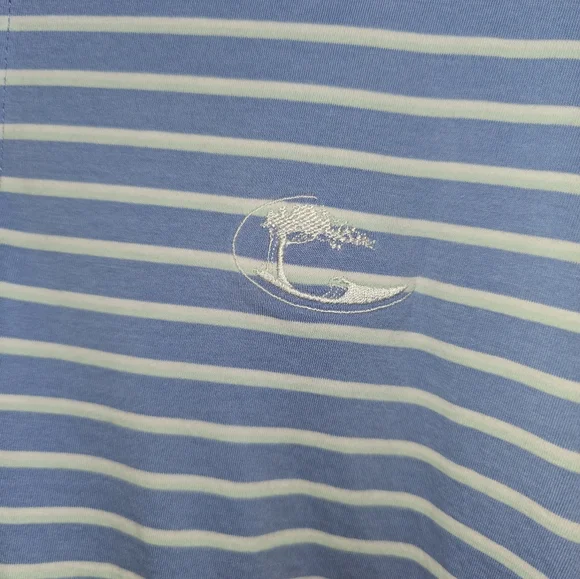 Peter Millar, Men's Size Large, Blue Striped Polo Shirt - Picture 3 of 7